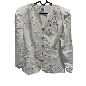 R &‎ M Richards Karen Kwong Embellished Button Front Blazer Jacket